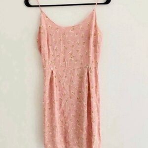Vintage 90s Vicki Peterson Pink Floral Mini Dress Small